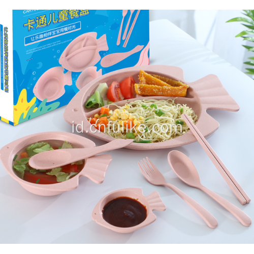 Set Peralatan Makan Anak Jerami Gandum Sehat